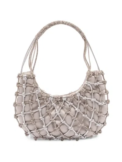 Rosantica Crystal-embellished Caged Shoulder Bag In Gray
