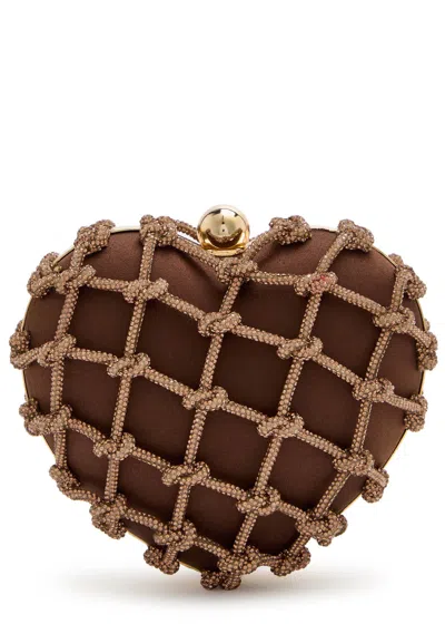 Rosantica Cupido Nodi Crystal-embellished Satin Cross-body Bag In Brown