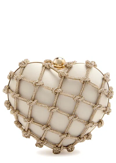 Rosantica Cupido Nodi Crystal-embellished Satin Cross-body Bag In Gray