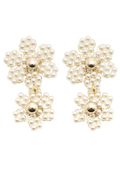 Rosantica Gardenia Faux-pearl Beaded Clip-on Drop Earrings In Gold