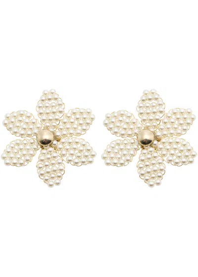 Rosantica Gardenia Faux-pearl Beaded Clip-on Earrings In Gold