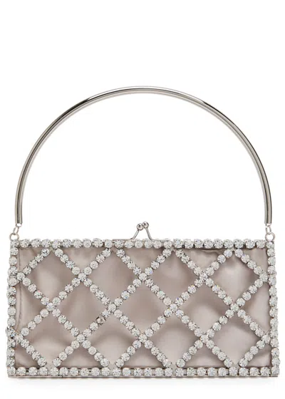 Rosantica Garofano Crystal-embellished Satin Shoulder Bag In Silver