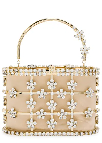 Rosantica Holli Anice Crystal-embellished Metal Top Handle Bag In Gold