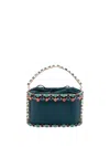 Rosantica Holli Buganville Crystal-embellished Satin Top Handle Bag In Blue