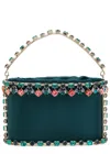 Rosantica Holli Buganville Crystal-embellished Satin Top Handle Bag In Green