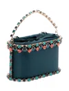 Rosantica Holli Buganville Crystal-embellished Satin Top Handle Bag In Blue