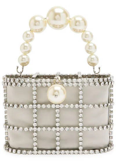 Rosantica Holli Crystal-embellished Satin Top Handle Bag In Metallic
