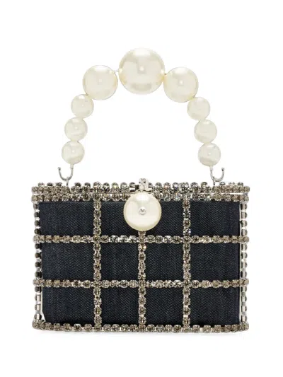 Rosantica Holli Mini-tasche Aus Denim Mit Kristallen In Black