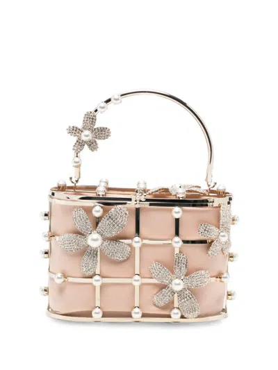 Rosantica Holli Delia Crystal-embellished Floral-motif Tote Bag In Gold