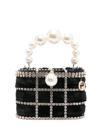 Rosantica Holli Bag In Crystals And Pearls In Black