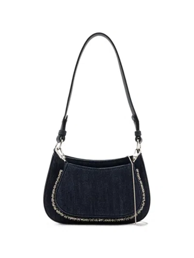 Rosantica Koala Crystal-embellished Denim Shoulder Bag In Blue