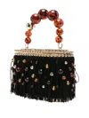 Rosantica Mini Fringed Handbag In Black