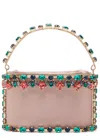 Rosantica Mini Holli Buganville Crystal-embellished Satin Top Handle Bag In Pink