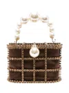 Rosantica Mini Holli Crystal-embellished Bucket Bag In Brown