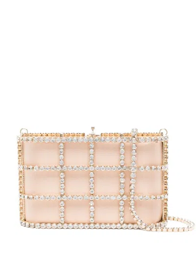 Rosantica Mini Holli Crystal-embellished Bucket Bag In Neutral