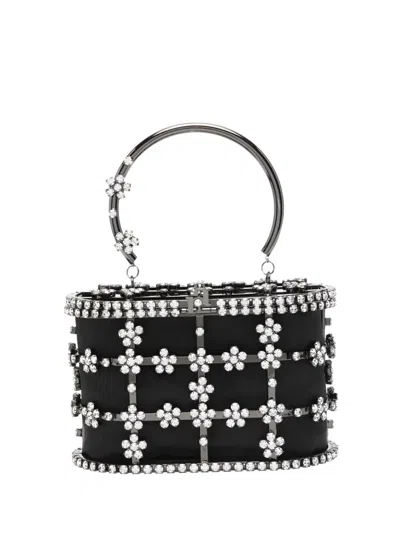 Rosantica Mini Holli Crystal-embellished Top-handle Tote Bag In Black