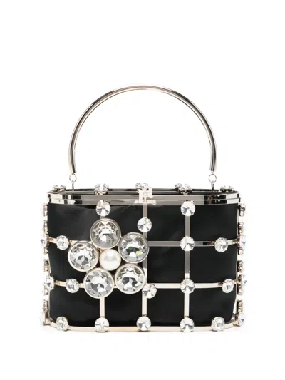 Rosantica Mini Holli Crystal Embellished Top Handle Tote Bag In Black