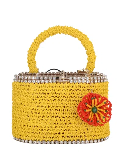 Rosantica Mini Holli Flower Charm Mini Bag In Yellow