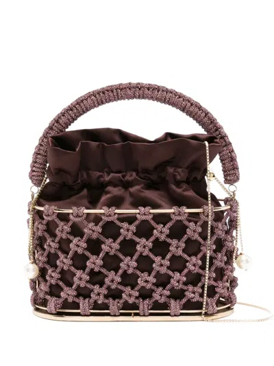 Rosantica Mini Holli Nodi Beaded-embellished Bucket Bag In Pink