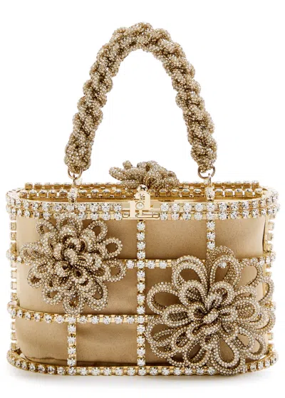 Rosantica Mini Holli Timo Crystal-embellished Top Handle Bag In Gold