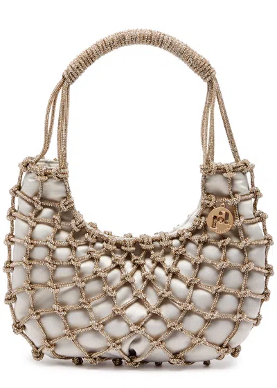 Rosantica Nodi Crystal-embellished Satin Shoulder Bag In Gold