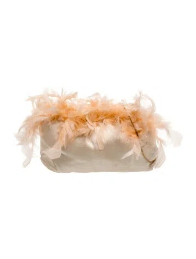 Pre-owned Rosantica Ostrich Feather Evening Bag In Neutrals