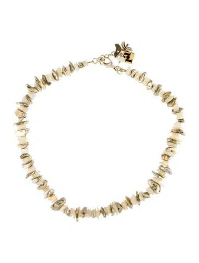 Pre-owned Rosantica Pearl & Shell Collar Necklace, 17" In White