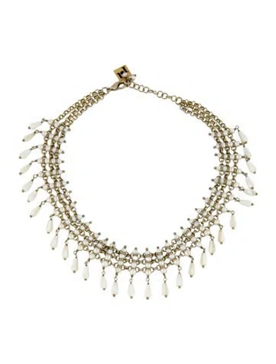 Pre-owned Rosantica Pearl Collar Necklace, 15.75" In White