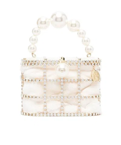 Rosantica Pearl Decorated Handbag In White