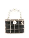 Rosantica Pearl Embellished Shoulder Bag In Black