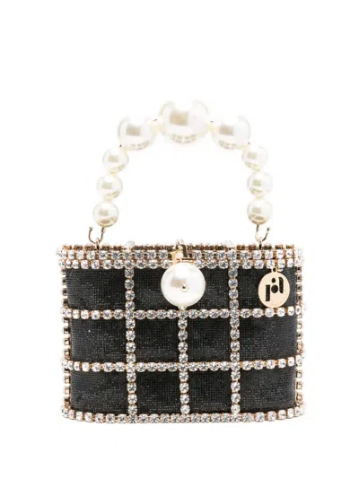 Rosantica Pearl Embellished Shoulder Bag In Black