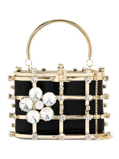 Rosantica Pocket Matera Rhinestone Mini Bag In Black