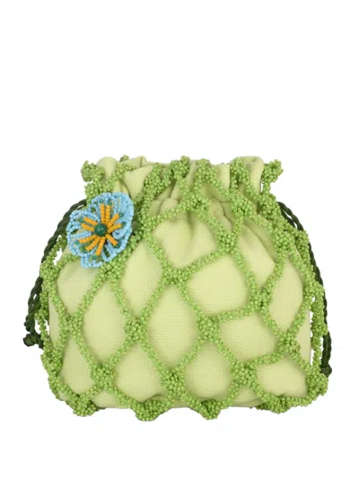 Rosantica Selene Codette Beaded Bucket Bag In Green