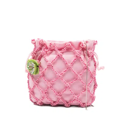 Rosantica Selene Marea Beaded Appliqué Cross Body Bag In Pink