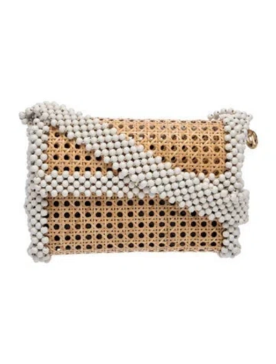 Pre-owned Rosantica Straw Clutch W/ Tags In Neutrals