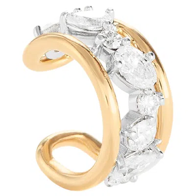 Pre-owned Rosario Navia Mara Ear Cuff In 18k Gold, Platinum, & Diamonds In Multi