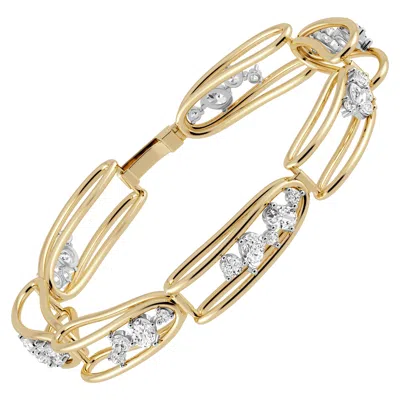 Pre-owned Rosario Navia Mara Folded Link Bracelet Iii In 18k Gold, Platinum, And Diamonds In Multi