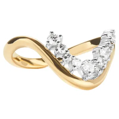 Pre-owned Rosario Navia Mara Large Curved Ring I In 18k Gold, Platinum, And Diamonds In Multi