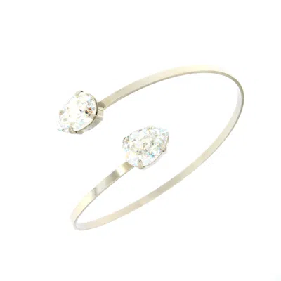 Rosaspina Firenze Women's White / Silver Double Drop Bangle In White Patina In Multi