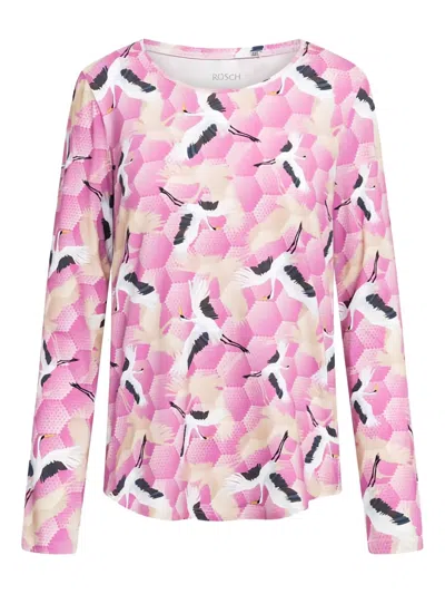 Rosch Round-neck Birds-graphic Pyjama Top In Pink