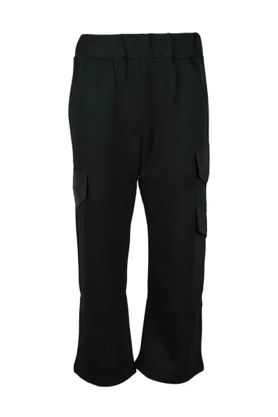 Rose A Pois Relaxed Fit Cropped Trousers With Elastic Waistband And Side Pockets In Black
