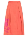 Rose A Pois Rosé A Pois Woman Midi Skirt Orange Size 8 Cotton, Elastane In Orange