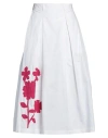 Rose A Pois Rosé A Pois Woman Midi Skirt White Size 8 Cotton, Elastane