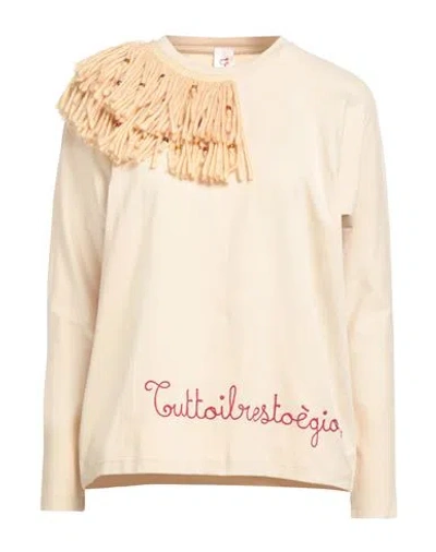 Rose A Pois Rosé A Pois Woman T-shirt Beige Size 6 Cotton, Elastane, Wool, Polyester