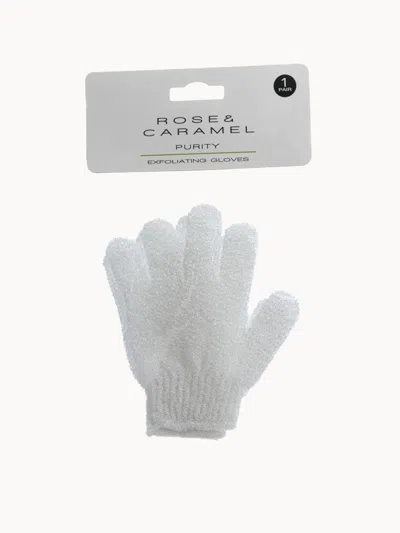 Rose And Caramel Exfoliating Gloves - White