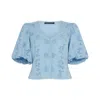 Rose & Nancy Women's Abi Blue Cotton Lace Blouse In Blue