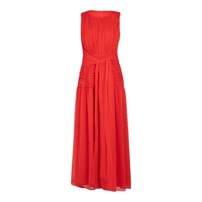 Rose & Nancy Women's Amy Red Drape Tie Waist Maxi Dress
