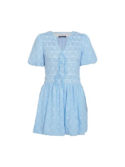 Rose & Nancy Women's Belle Blue Embroidered Mini Dress