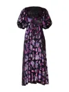 Rose & Nancy Women's Black Margot Velvet Burnout Floral Dress In Multi