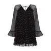 Rose & Nancy Women's Black / Pink / Purple Evie Heart Black Heart Print Tiered Mini Dress In Black/pink/purple